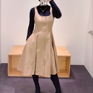 Wool front zipper dress